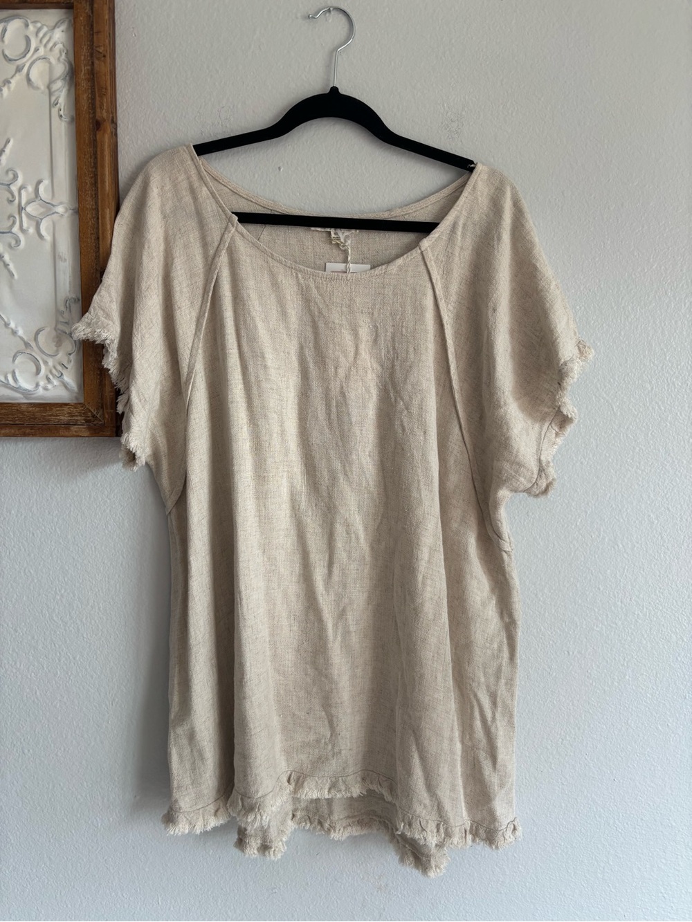 Umgee Women Sz 1X Swimsuit Cover Up Dress Tunic NWT Oatmeal Beach Linen cotton